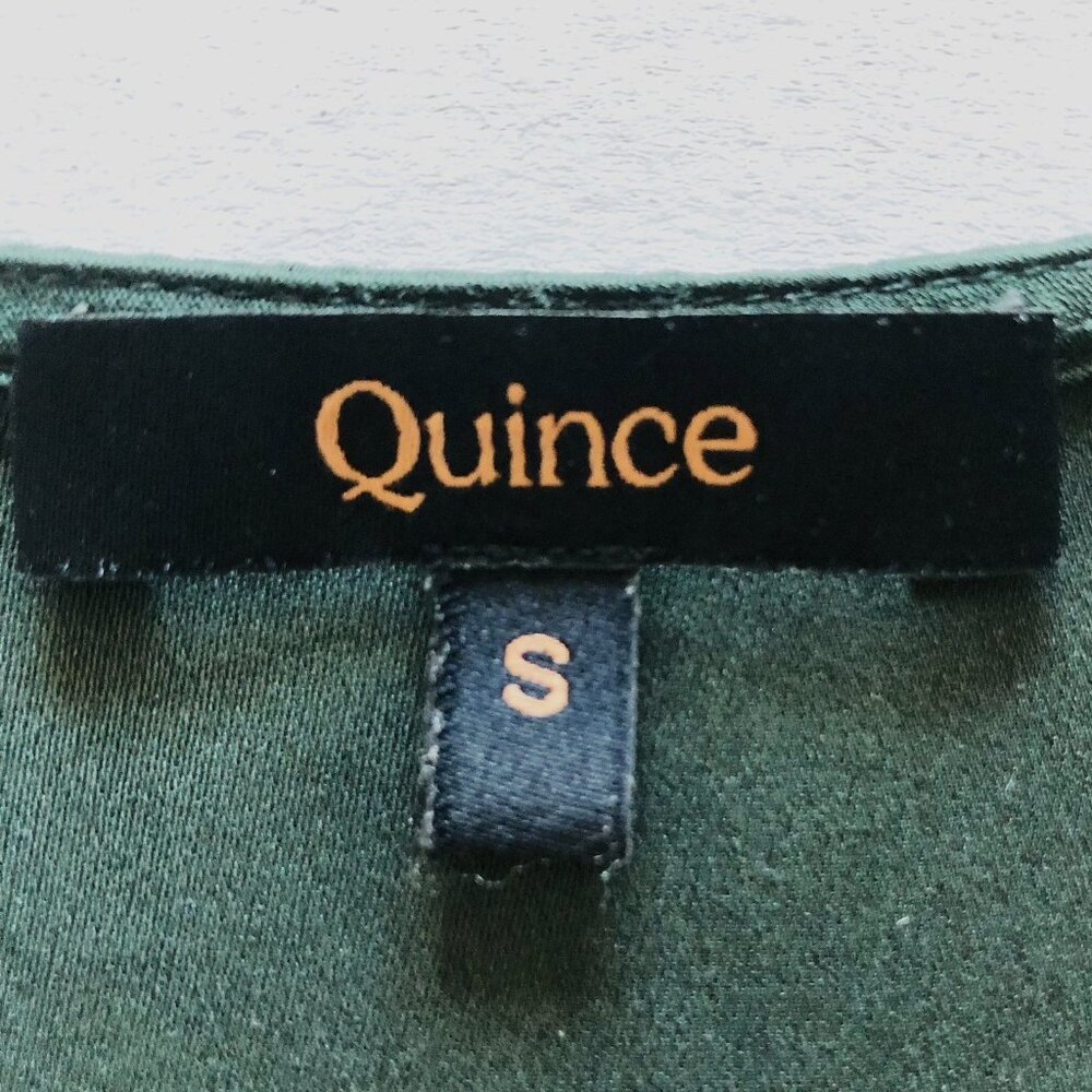 Quince Womens Washable Stretch Silk Puff Sleeve Mini Dress Size S Forest Green - Picture 3 of 11